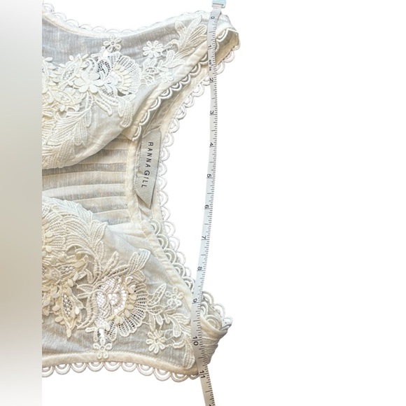 Anthropologie Ranna Gill Linen Lace Tank Top XXS White Boho Cottagecore - Picture 7 of 11